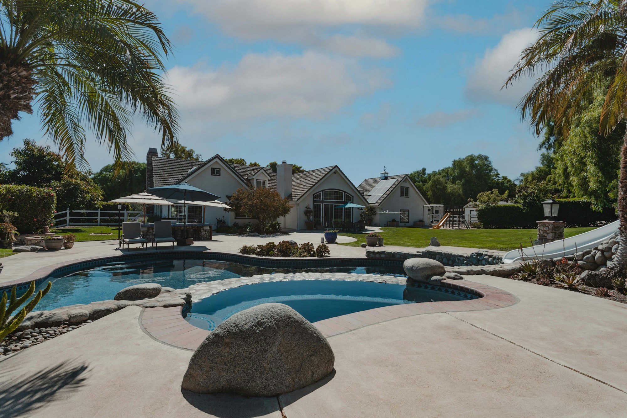 Illustrative swimming pool and stone deck